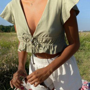 Princess Polly Green Tie Top